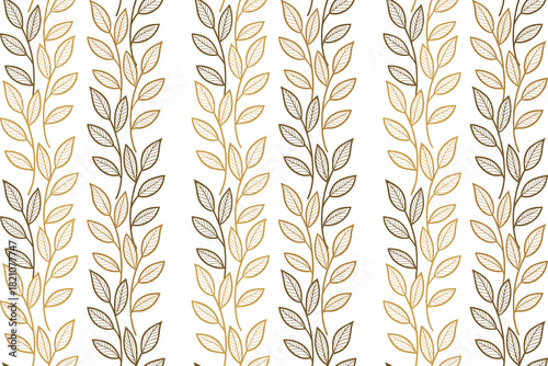 Elegant botanical leaf pattern with seamless vertical vines for natural decorative design. Soft neutral colors create a refined organic style. Perfect for wallpapers, textiles, and modern backgrounds.