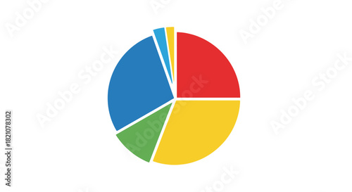 Colorful pie chart showing data division isolated on