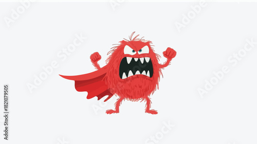 An adorable angry red monster character illustration wearing a tiny hat perfect for children s books games or playful branding designs