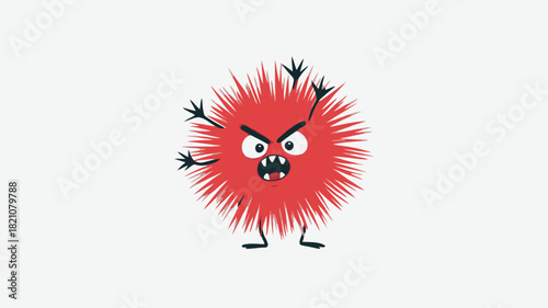 A whimsical fluffy cartoon creature that expands to double its size rendered in vibrant cmyk colors with a playful friendly expression perfect for children s themes or fun illustrations