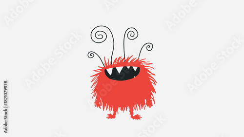 A whimsical fuzzy red monster with a unique snout rendered as a vibrant vector illustration perfect for playful designs and children s themes