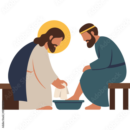 Jesus Washing Feet Illustration disciple christianity religion bible new testament service humility faith