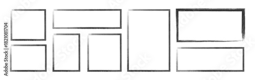 Set of grunge outline frame Set. Hand drawn abstract frame set. Ink brush strokes. Doodle square and rectangle shapes. vector illustration