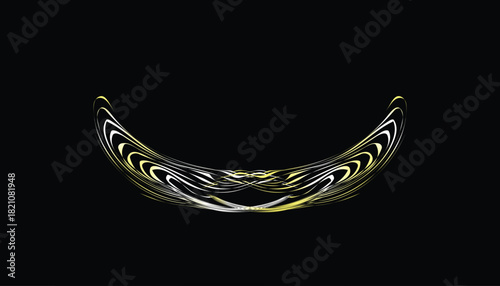 Abstract golden light curve with glowing spheres on deep gradient