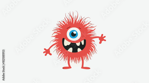 A whimsical fluffy blue cyclops monster with large expressive eyes rendered in a vibrant vector illustration style perfect for playful designs and children s themes
