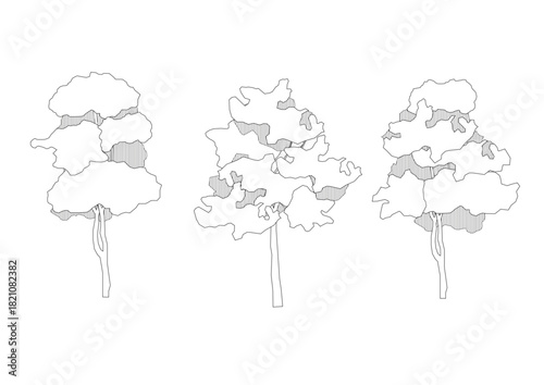 AI - Trees in elevation view for use in architectural drawings