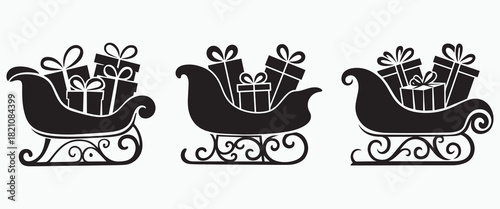 Christmas sleigh silhouette with gift boxes festive holiday clipart design perfect for crafts and decor
