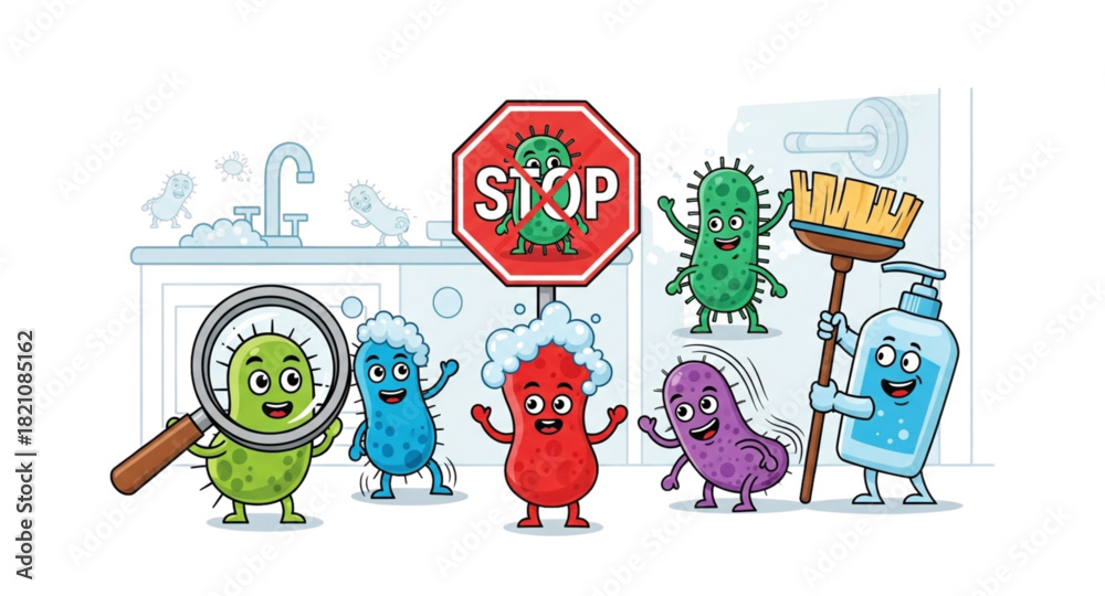 Fototapeta premium Illustration of stop microbes