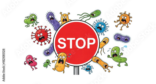 Illustration of anti-virus and bacteria 