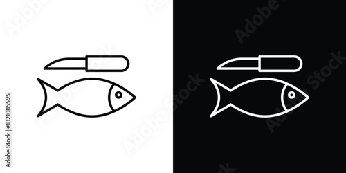 Fish and a knife icons for UI elements. High-quality vector illustration.