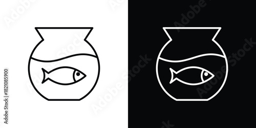Fish bowl icons for UI elements. High-quality vector illustration.