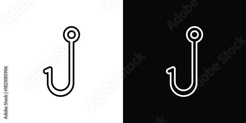 Fishing Hook icons for UI elements. High-quality vector illustration.