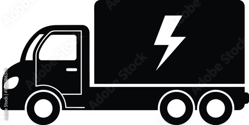 Electric delivery truck icon with a lightning bolt on the side