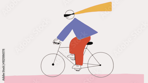Vibrant banner design featuring a cheerful character joyfully riding a bicycle perfect for advertisements promotions or event announcements