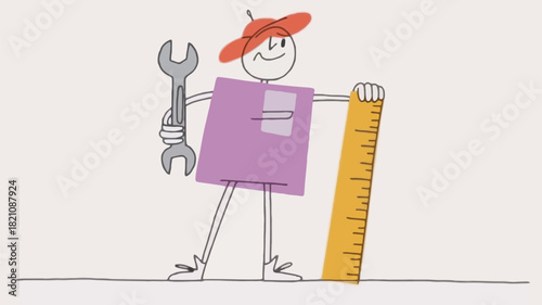 Whimsical character design featuring a retro inspired figure constructed from vintage elements rendered in a vibrant cmyk color palette with bold outlines and playful details