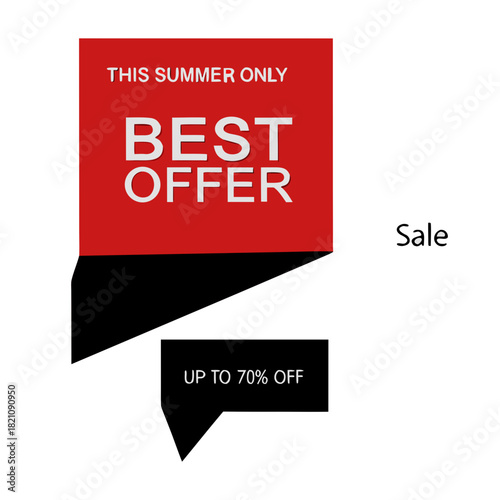Summer best offer discount sale tag, up to 70% off special offer