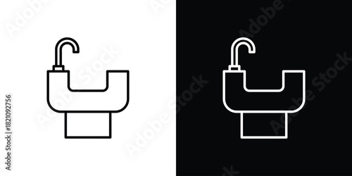 Hair washer sink icons for UI elements. High-quality vector illustration.