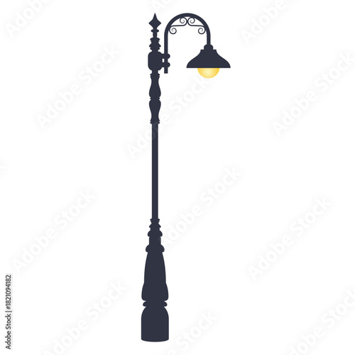 Retro vintage style street light pole, vector illustration