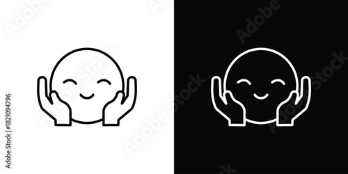 Hugging emoji icons for UI elements. High-quality vector illustration.