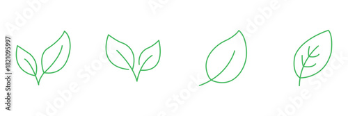 Green leaf, eco foliage, botanical nature, organic plant, herbal outline icon vector illustration for environment use.