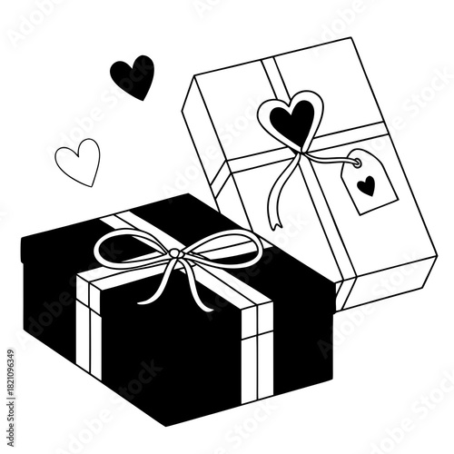 2 gift boxes with hearts for Valentine 