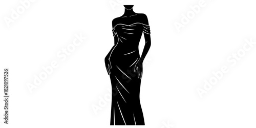 Velvet Maxi Dress Fluid Drape Off Shoulder Evening Silhouette