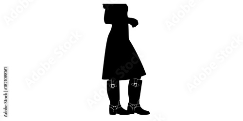 Knee Grazing Skirt Riding Boot Buckle Detail Silhouette