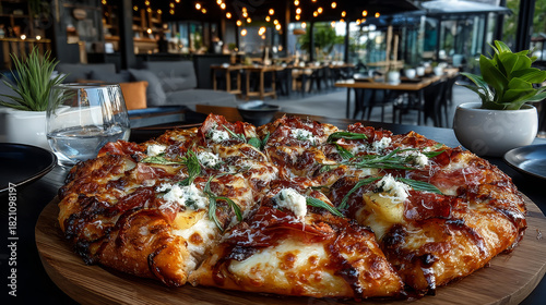 Wallpaper Mural Whole isolated Italian Hawaiian pizza topped with pineapple and ham on mozzarella cheese and tomato topping on a thick pie crust Torontodigital.ca