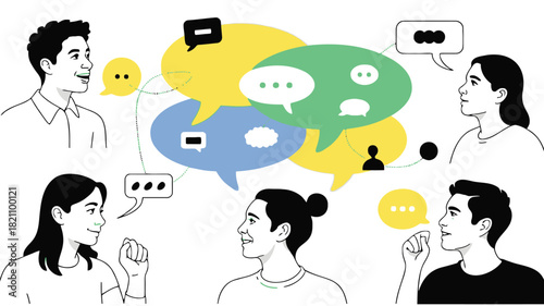 Abstract geometric shapes and lines in vibrant cmyk colors with helvetica and courier font elements