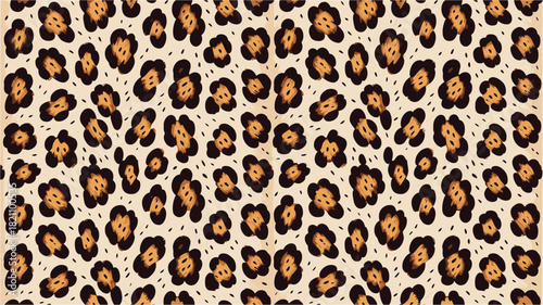 Seamless Leopard Print Pattern: Brown and Black Spots on Light Beige Background, Perfect for Fashion, Textiles, and Animalistic Designs with a Vintage Touch