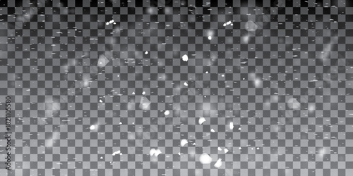 Snowflakes on a transparent background. Snow flakes, snow background. Heavy snowfall, snowflakes in different shapes and forms.