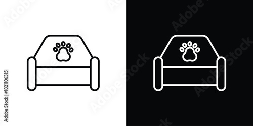 Pet bed icons for UI elements. High-quality vector illustration.