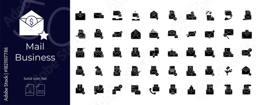 Mail Business Solid Editable Icons set
