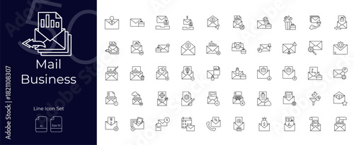 Mail Business Line Editable Icons set