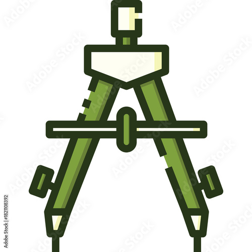 Green And White Drafting Compass Tool On Transparent Background For Geometry And Drafting Applications