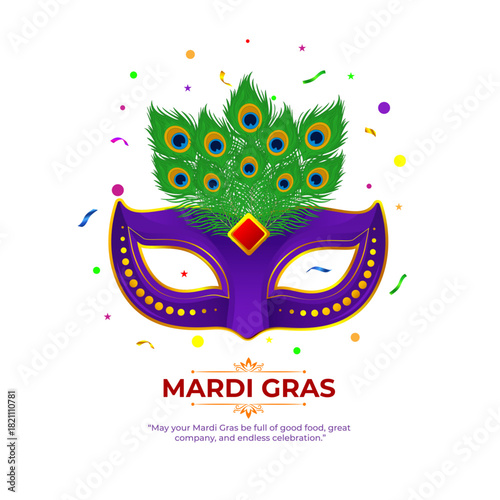 Vector illustration of Happy Mardi Gras social media template