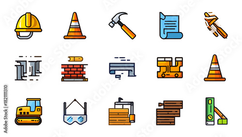 Construction icons set