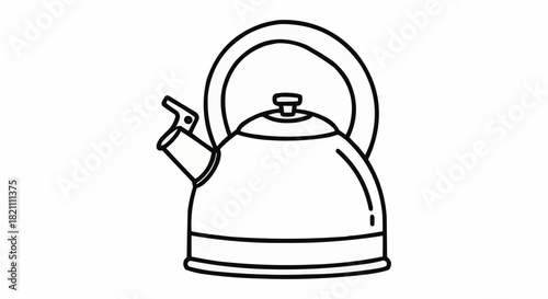 Elegant Kettle Illustration - A Classic Kitchen Essential.