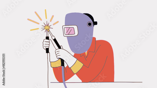 A skilled welder wearing a protective mask illuminated by the bright energetic sparks flying from their welding torch symbolizing craftsmanship and industrial work