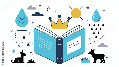 Stylized open book with vibrant royal blue covers and clean white pages perfect for educational or literary themes