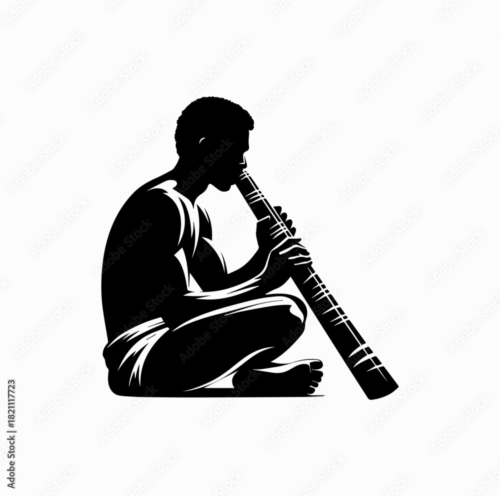 Naklejka premium Didgeridoo Player Silhouette