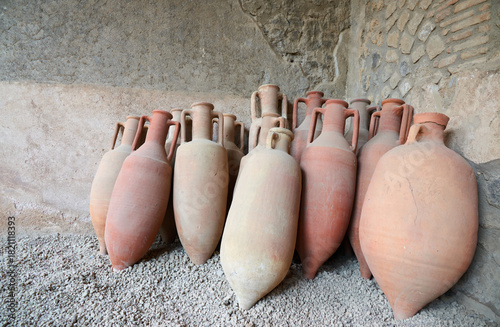 View of the ruins of the Roman city of Pompeii in Italy