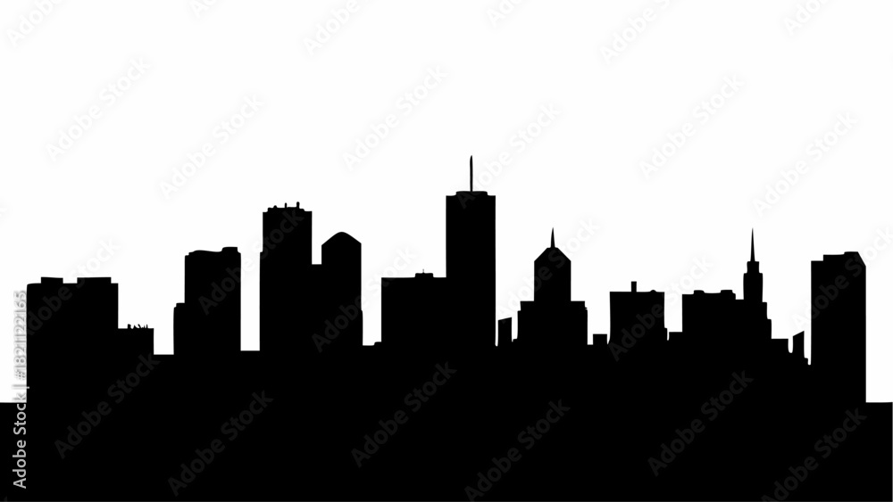 Fototapeta premium Stunning black cityscape silhouette, perfect for modern designs, architectural projects, and urban development presentations with a professional edge