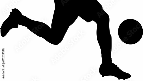 Dynamic football action: silhouette of player kicking ball with power and precision, athletic skill and sportsmanship, ideal for team branding and game day promotions