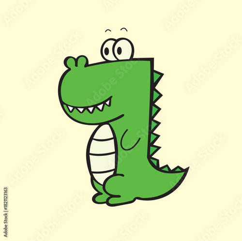 Design vector illustration of a very cute and colorful dinosaur animal image, very suitable for use as a poster for activities or as a picture on a t-shirt