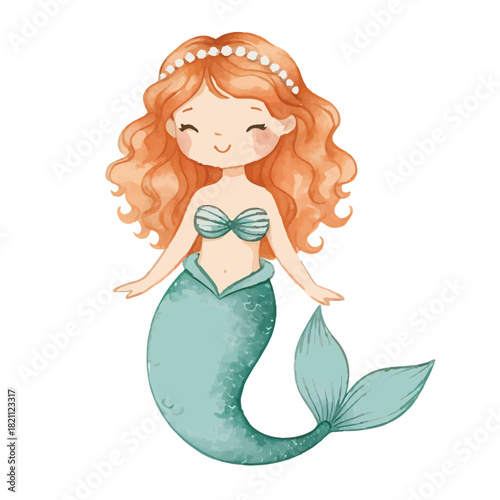 Pastel Gold and Peach Ocean Mermaid Fantasy Character Clipart