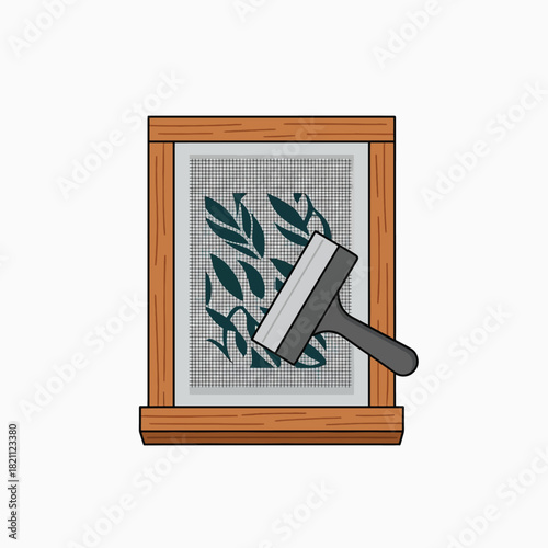 Crafting Custom Designs with a Wooden Screen Printing Frame and Squeegee on Fabric