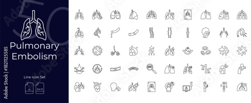 Pulmonary Embolism Line Editable Icons set