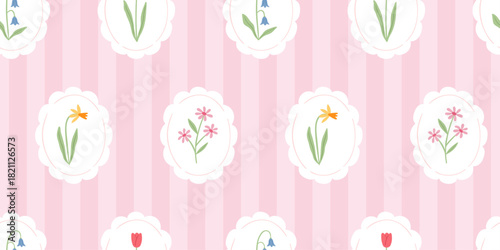 Spring floral vintage coquette cottage pattern