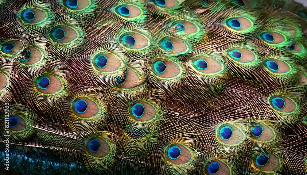 Obraz premium Full Frame Of Colorful And Shiny Peacock Feather